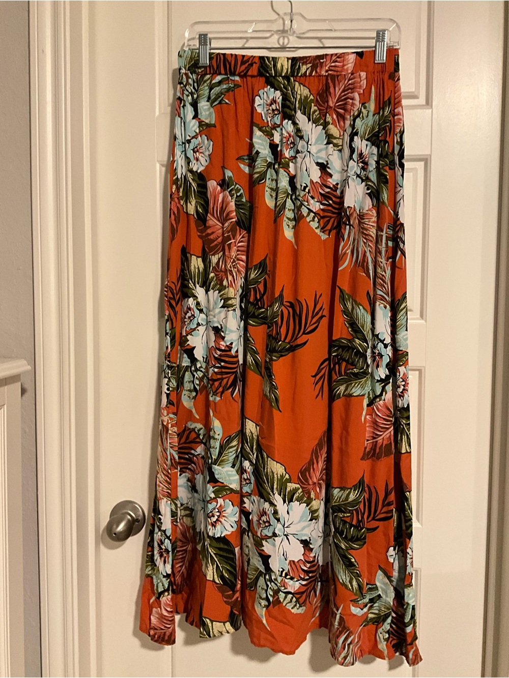 Emily Rose Orange Tropical Floral Maxi Skirt